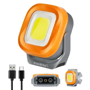 #SpringGlowUp EverBrite Rechargeable Work Light, Portable Magnetic Led Work Light, 1000 Lumen Super Bright Cordless Work Light for Car Work, Camping, Outdoors, Emergency & Job Site Lighting, 4 Modes, Orange Gray