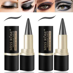 2 Pcs Gray-black Gel Cream Eyeliner Set, Tool Smudge Proof and Waterproof Matte Quick Dry Gray-black Eye-liner Pencil Tattoo Eyeliner Pen Stick Makeup for Women