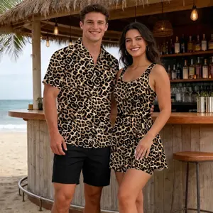 Classic Leopard Animal Print 2026 Vacation Couple Set Dress and Shirt Hawaii, Trendy Safari Style Outfit For Men Women, Stylish Beach Apparel Summer Honeymoon Getaway Gift | 030426.R0745.ID01
