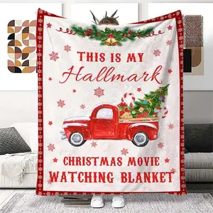 Christmas Themed Car Pattern Blanket, 1 Count Soft Warm Throw Blanket, Air-conditioned Room Blanket, Warm Nap Blanket for Home & Office