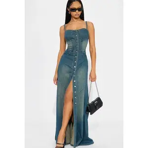 Allie Denim Maxi Dress - Medium Wash 7