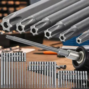 1/4 Inch Hex Tamper-Proof Torx Screwdriver Bit Set, 50mm 75mm 100mm Anti-Slip, Rust-Resistant, Quick-Change Extension Rod, 11-12 Pcs Industrial-Grade Power Tool Kit for Home Appliance & Automotive Repair, Screwdriver Bits Set