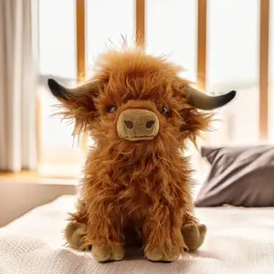CYISONAL 10-Inch Highland Cow Fluffy Stuffed Toys, Soft Plush Bull Doll, Ideal Gift for Kids, Fluffy Stuffed Toys
