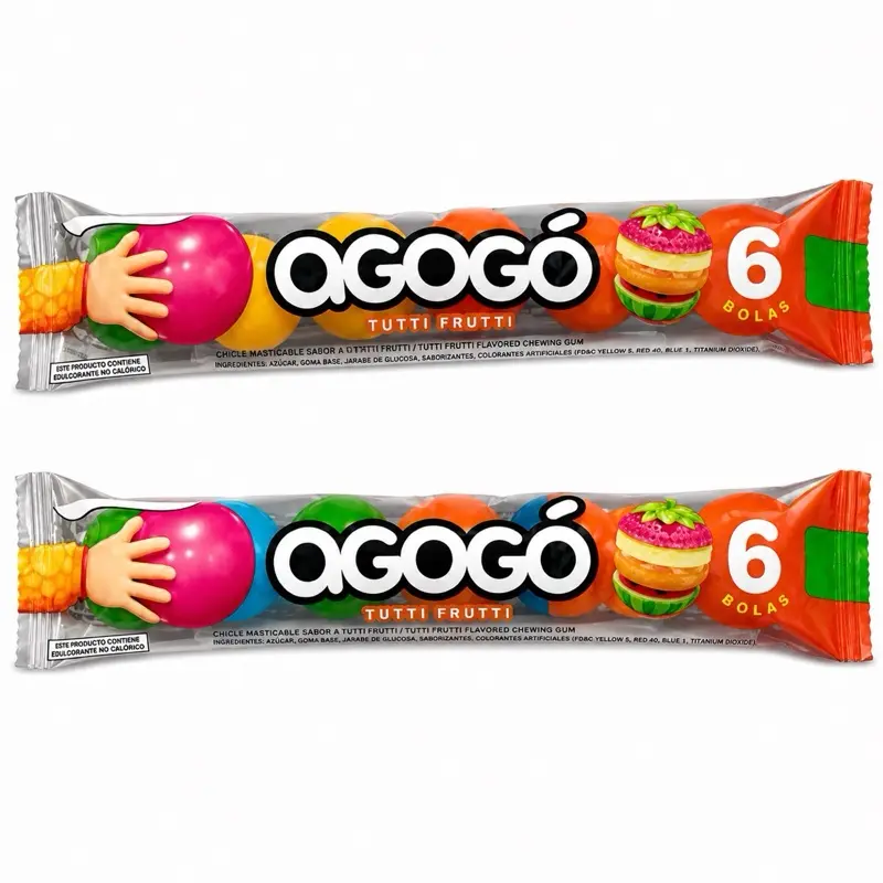 Agogó Tutti Frutti Duo Pack – 12 Bolitas de Chicle Total | Fruity Chewing Gum Ecuadorian Candy