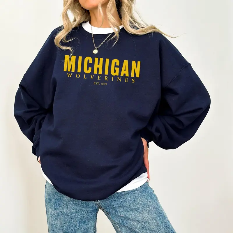 [Sale off up To 35%] Michigan Crewneck Sweatshirt, University of Michigan Crewneck, Gildan 18000, Vintage Gameday Sweatshirt, Wolverines Apparel