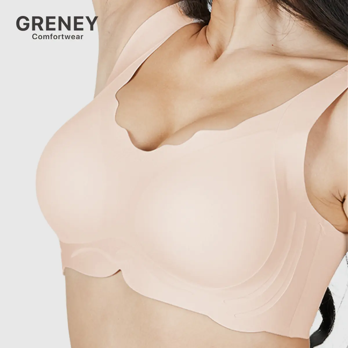 GRENEY-Gplus-Large Bust Strong Support Adjustable Bra Plus Size Push Up Breathable  Wave Support Comfortable Soft Support Back Hook BraSeamless Plain Wireless Full Coverage -89686