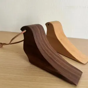 Functional Decorative Wooden Bird Door Stopper, Handmade Animal Suction Wedge with Leather Cord, Unique Home Accessory