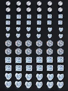 72 Pcs Stud Earrings Set, Artificial Zircon Rhinestone Jewelry for Women Men Couples, Heart Shaped Earrings, Versatile Earrings