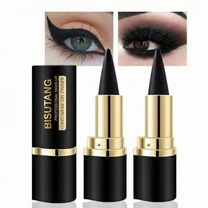 2Pcs Black Gel Eyeliner Pencil Set,Eye LinerWaterproof Smudge Proof, Cat Eye MakeupStencil,Eye Black Smokey Eyeshadow PaletteStick,Goth Halloween Makeup