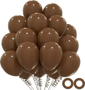 110 count Dark Brown Balloons, 12inch Coffee Brown Latex Party Balloons, Helium Quality for Birthday  Shower  Graduation Party Decorations(With 2 Ribbons)