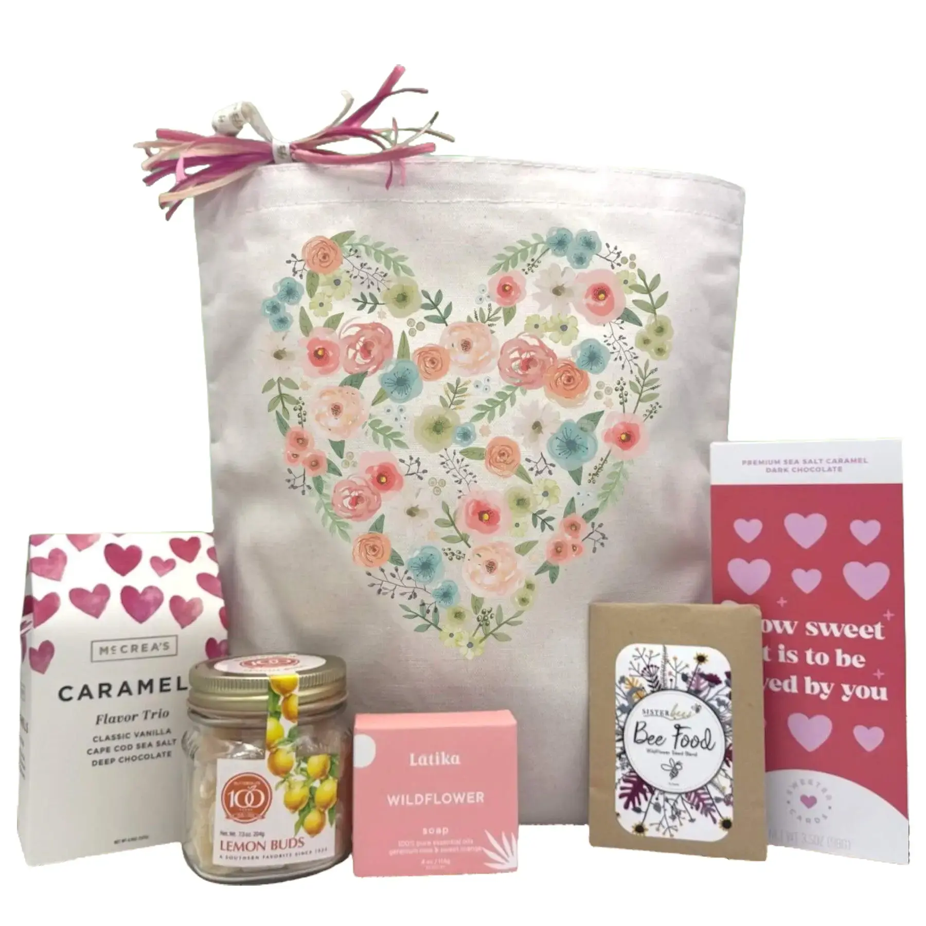 Itsonlynaturalgifts Floral Heart Valentine's Day Gift Basket with Flowers Chocolates & Candle for Romantic Love Expression