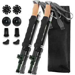 Cork Grip Trekking Poles – Lightweight Folding Hiking Poles, Adjustable Height, Compact Travel Design, Aircraft-Grade Aluminum Walking Sticks for Men & Women