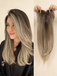 🎁22 Inch Straight Hair Topper with Bangs - 100% Kanekalon Synthetic! Clip-in design instantly covers thinning hair, adds natural volume. Realistic scalp & seamless blend for everyday confidence—no more bad hair days! Synthetic Hair Pieces