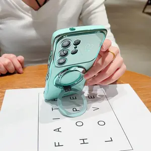 Magnetic Ring Holder Phone Case, Full Body Shockproof Protection Phone Protective Cover, Fashion Phone Accessories Compatible with Samsung S25 S24 S23 S22 Smartphone, Casing, Protector