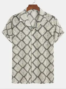 Men's Cuban Collar Shortsleeve Shirt, Lightweight Breathable Fabric, Perfect for Vacation & Outdoor Activities, Casual Comfort Fit Design, Casual Everyday Wear, Casual Half Sleeve