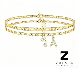 ZALVIA Letter Layered Ankle Bracelets for Women Dainty Chain Initial Pendant Anklets Set Hypoallergenic A-Z Gifts for Girls Trendy Adjustable Size Waterproof Costume Accessories outdoorfun