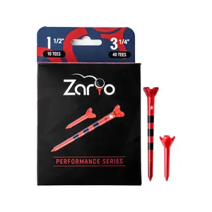 Zario Performance Series Durable Plastic Golf Tees 50-Pack - 40 Long 3 1/4" & 10 Short 1 1/2" Tees for Men & Women Red Blue White Star Unbreakable Durability Sleek Design for Smooth Launch