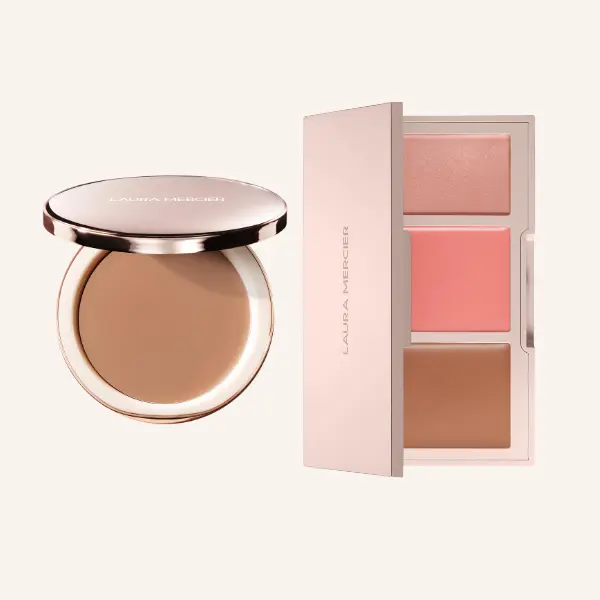 Laura Mercier Tinted Blur Balm + Bonne Glow Cream Face Palette Duo: Skin enhancing Balm to Powder Formula Makeup