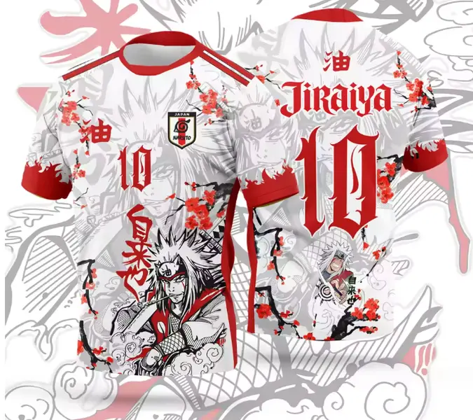 2026 New Anime Naruto Jiraiya Japanese Style Jersey - Summer Sports T-Shirt for Anime Lovers, Men and Women