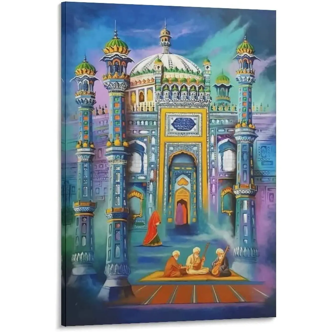 100% New & High Quality Ramadan Decoration Wall Art Print, Dopamine Decor 2025 Religious Temple Art with Music Playing Scene, Pakistani Dancers Photo Poster for Wall Room Décor Home Supplies Ornaments