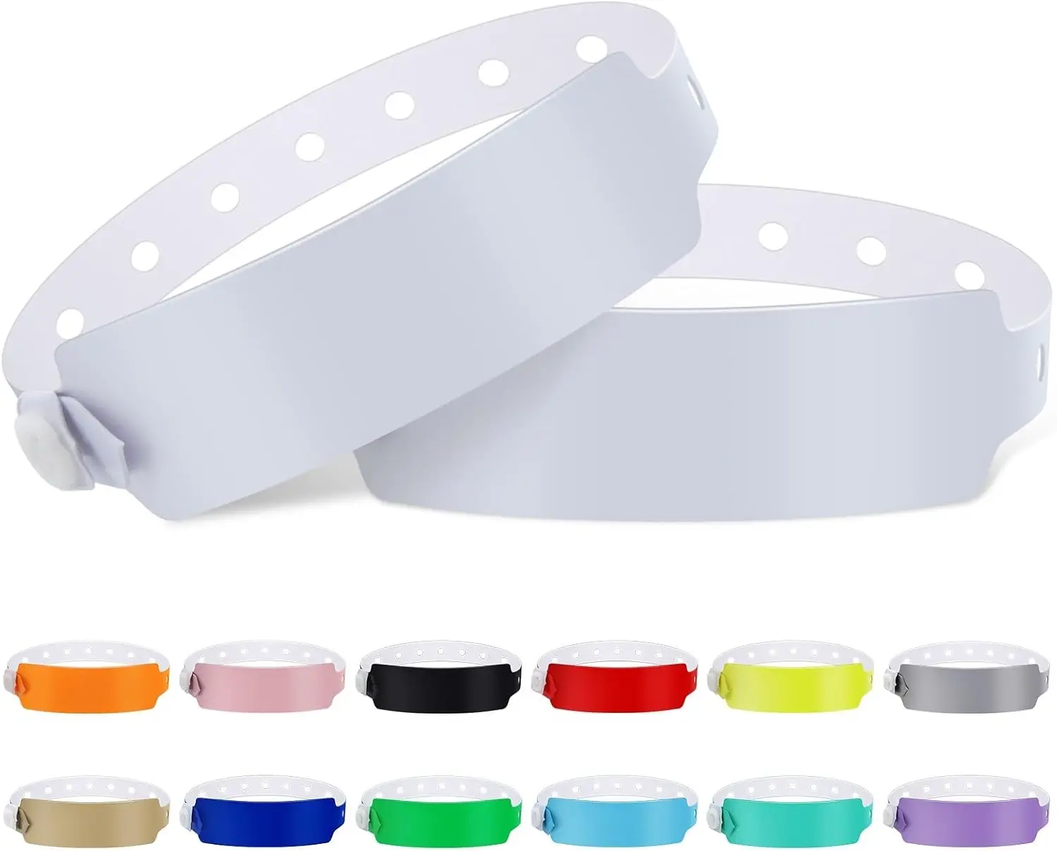 100pcs Colored Vinyl Wristbands Waterproof & Security Wristbands for Events Pool Parties & Outdoor Sports White