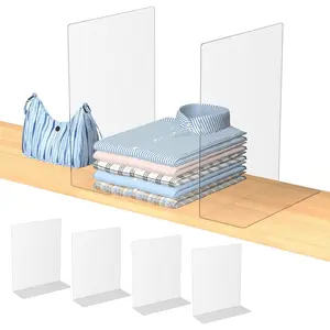 OKPOW Acrylic Shelf Dividers for Closet Organization: 4 Pack Durable Clear Shelves Separators for Clothing Adjustable 12" Tall x 10" Deep