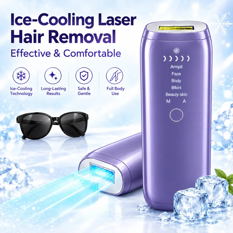 IPL Hair Remover Depilator - At-Home Laser Hair Removal Machine with 5 Skin-Matching Levels, 12J Energy, Auto-Glide Mode, Fast Flash, for Bikini Area, Arms & Full Body Use (For Women & Men)