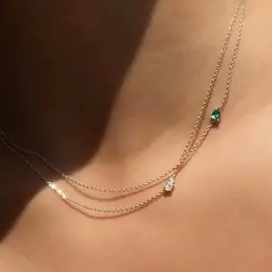 Luna Drop Necklace – 18K Gold Plated Stainless Steel with Zirconia Pendant