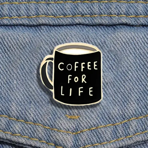Coffee Mug Design Brooch,  Cute Coffee for Life Alloy Brooch Pin Badge, Lapel Pin, Fashion Accessories for Daily Clothing Decor, Trendy All-match & Exquisite Men Brooch for Birthday Gift