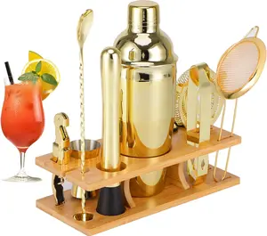 Bartender Kit 11-  Shaker-Muddler for  25oz Boston Shaker-Bar Accessories with Stylish  Stand Mix Drink Shaker kit  Martini kit with  Recipes Booklet