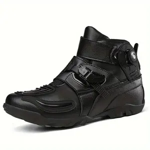 Men's Motorcycle Riding Boots - All-Season Comfortable Breathable Non-Slip Durable Off-Road Adventure Boots with Lace Closure, Round Toe, Short Boot Height, Universal Fit for Outdoor Sports
