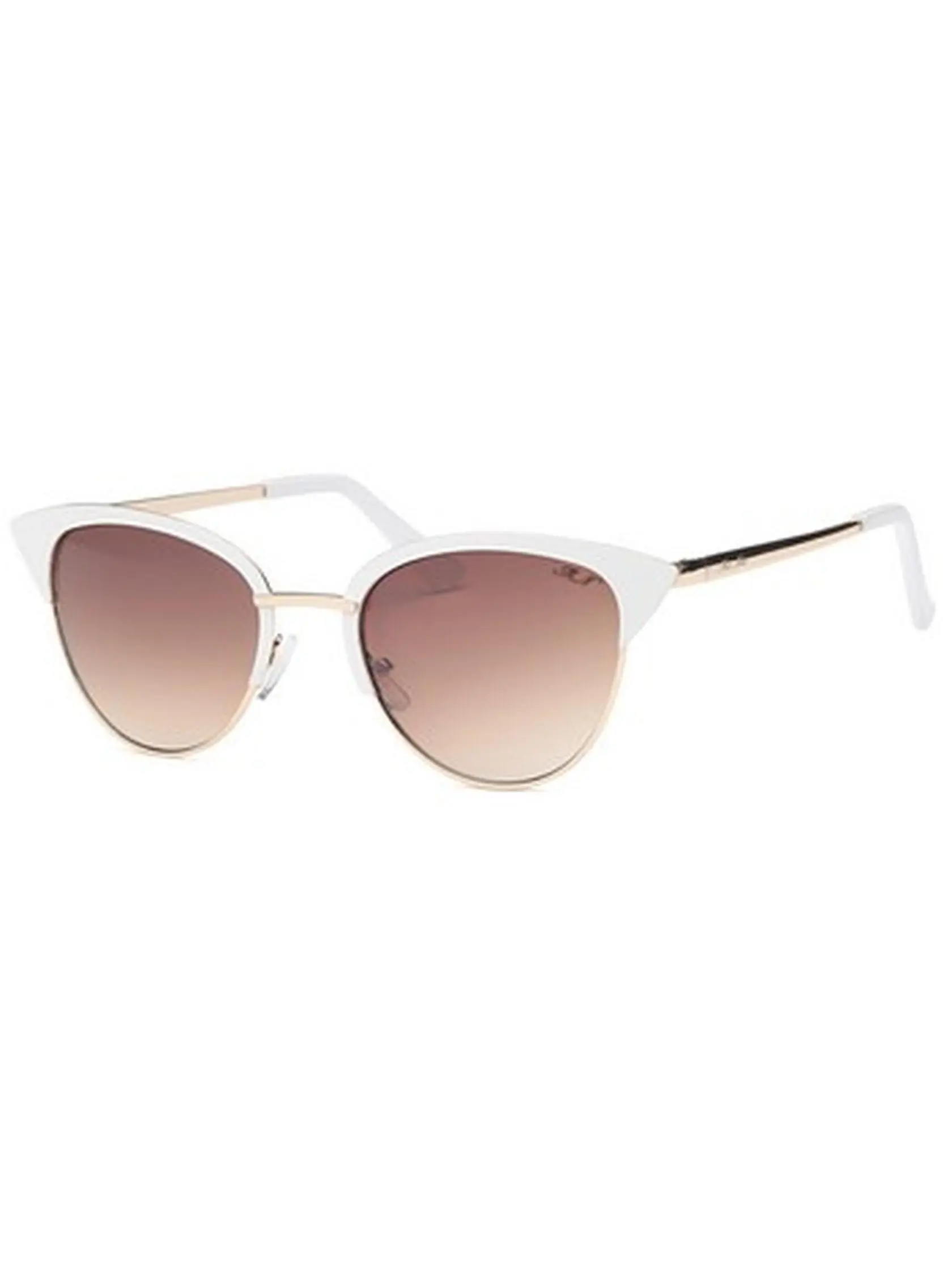 Designer Cateye Sunglasses for Women, White Metal Full-Rim Frame with Gradient Polycarbonate Lenses and UV400 Protection, Lightweight, Teardrop, Fashionable Look, Light Frame