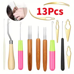 13 Pcs Dreadlocks Tool Set Includes 5 Latch Hook Crochet Needles,3 Dreadlocks Crochet Hook and 5 Locking Hair Extensions Tool for Locs,Sisterlocks Smooth Haircare Stainless Heatless party  supplies