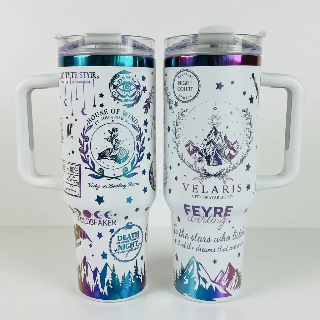 Velaris City of Starlight V2 Tumbler 40oz, Acotar Tumbler, Velaris Bookish Gift, Handle Stainless Steel Tumbler 40oz,