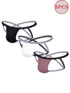 Men's 3-Pack Edgy Crisscross Strap Thong Activewear Set - Plain, Mixed Color, Breathable Quick-Dry Open-Back Sporty Men's Underwear, Sports Clothes for Gym, 2025 Summer Outdoor Activities