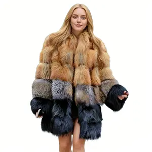 New Autumn/Winter Women's Gradient Color Faux Fur Coat Labeled Size Mid-Length Thick Warm Outerwear for Everyday Commuting Elegant Versatile Womenswear Jackets