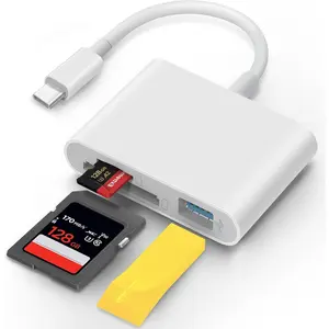 USB C SD Card Reader for  15 16 iPad  3 in 1 USB-C  Trail Camera Card Adapter with Dual Slots & USB Port for  MacBook Pro/Air/Mini Android Laptop More USBC Typec Devices