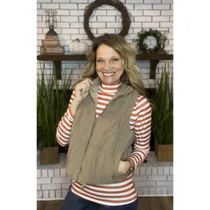 MOCHA HIGH NECK CROP PUFFER VEST