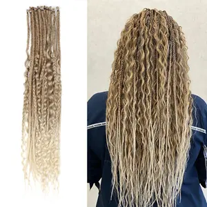 24 Inch Mixed SE Dreadlock Extensions Sets, 3 in 1 20 Strands Synthetic Single Ended Dreads Extensions, Brown to Blonde Hippie Dreads Style for Girls