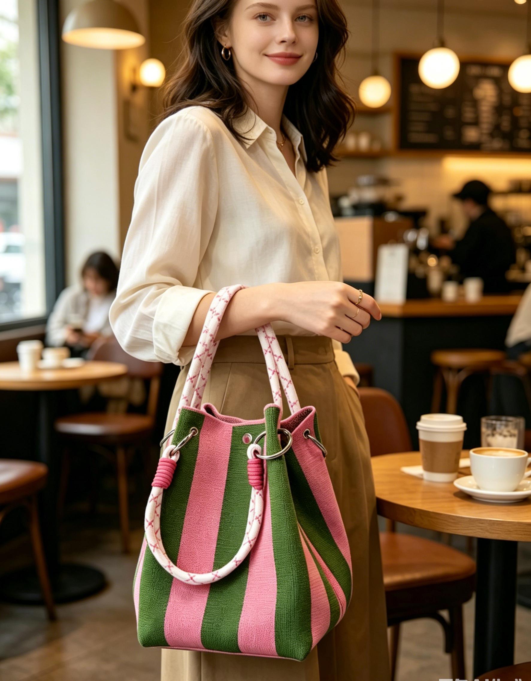 Mini boho woven bucket bag details