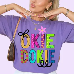 Okie Dokie Shirt, Girly Preppy Tee, Dilly Dally, Comfort Color Shirt, Everyday Shirt, Womens Oversized Tee
