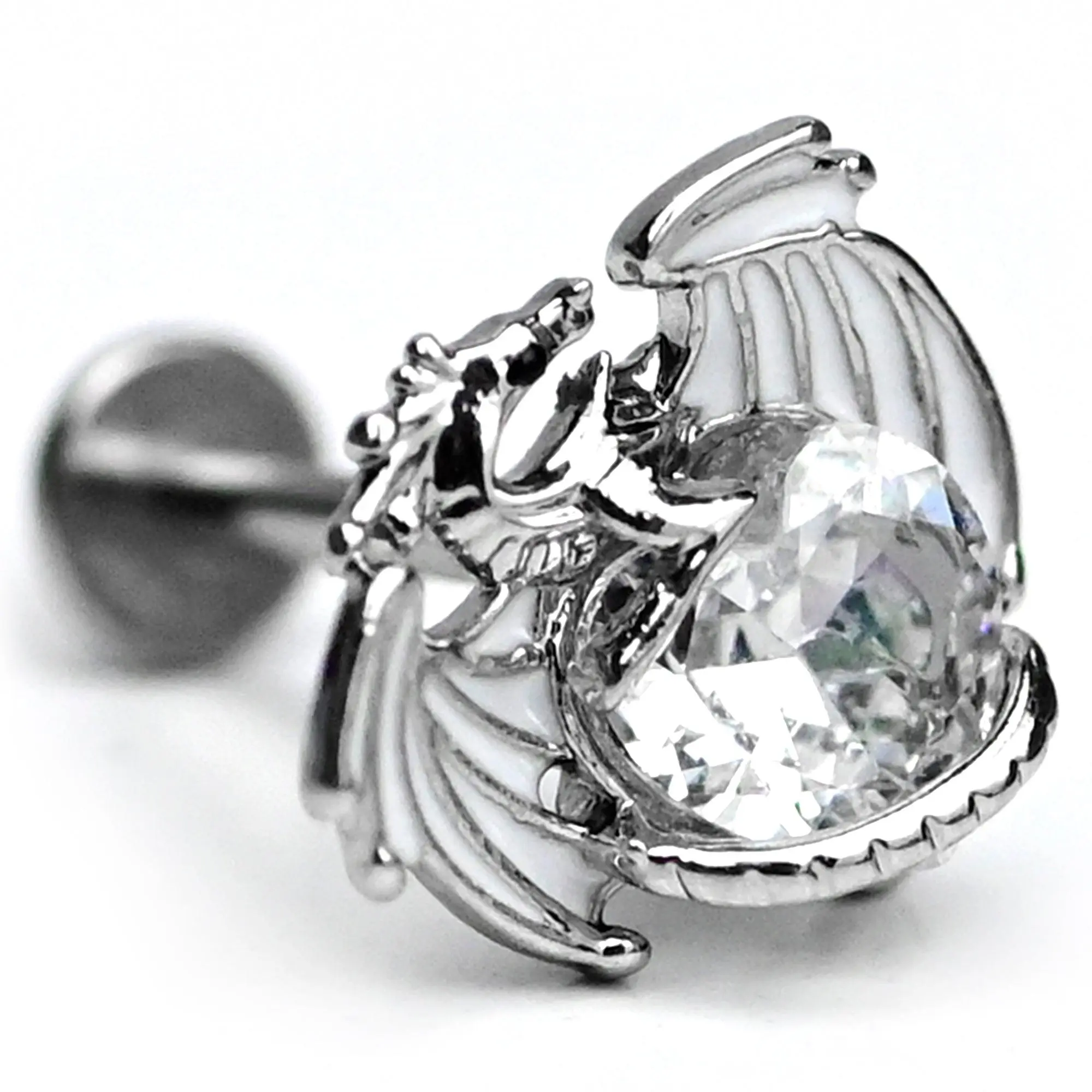 16G 5/16 Clear Gem Heart of Dragon Labret Monroe Tragus
