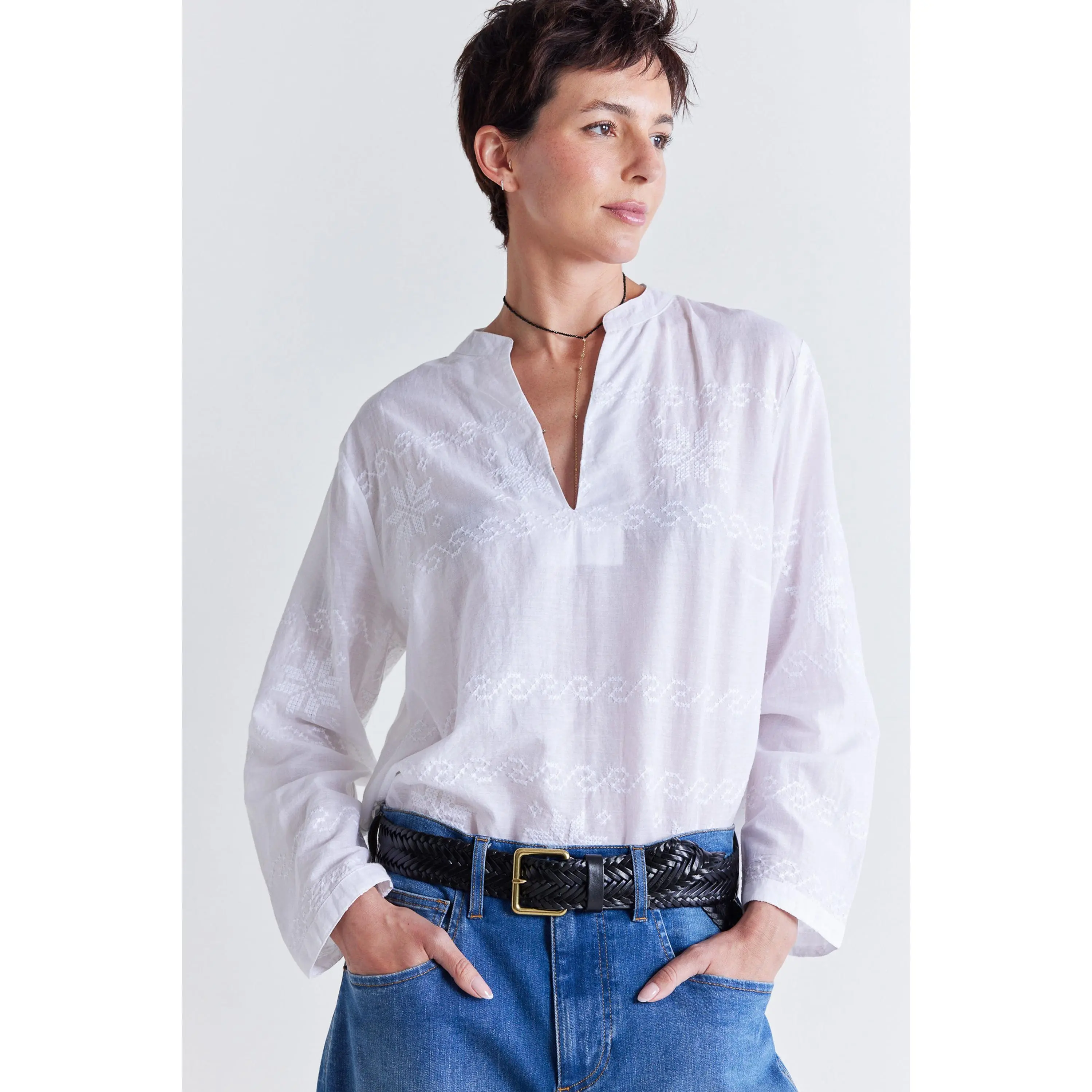 Embroidered Caftan Top