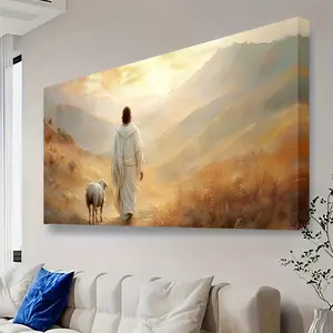 1 Framed Jesus Saving The Lamb Canvas Wall Art,Classic Wall Art, Large Canvas Mural for Living Room, Bedroom, Kitchen,Bathroom Wall Art Decoration.