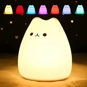 Cat Lamp, Cute Kitty Night Light, Gifts for Women Teen Girls Baby, Night Lights for Kids Bedroom, Cute Christmas Kitty Silicone Nightlights for Children Toddler, Rechargeable USB Color Changing Lights