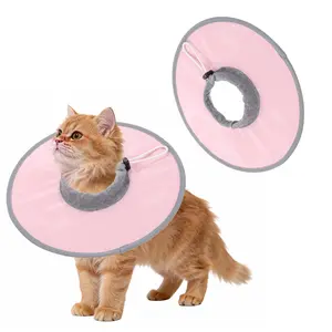 PETAXCELL Elizabethan Collar, Polyester Cat Cone Collar Pet Cones Cat Recovery Neck Donut Waterproof Adjustable Soft, for Cats Small Dogs after Protective