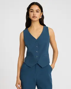 Express Editor Signature Stretch Five Button Blazer Vest