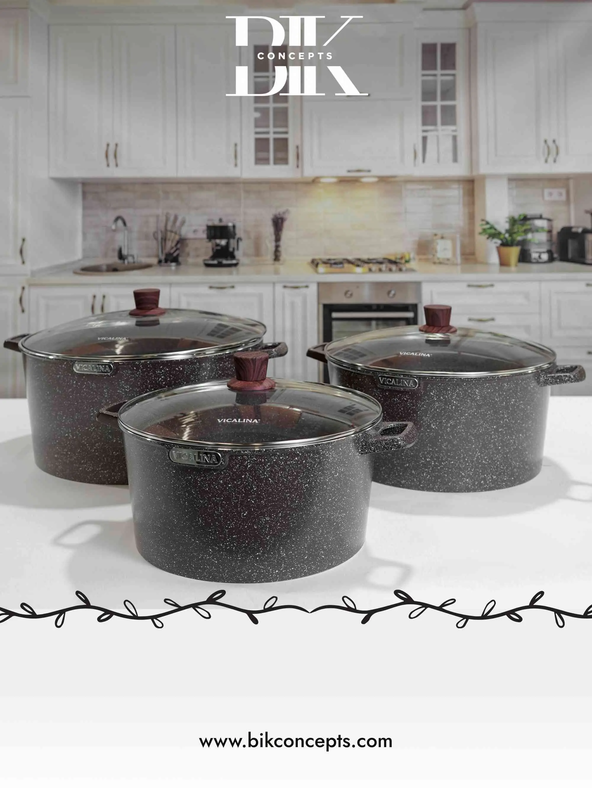 Granite Speckle Casserole Set 6-Pc Heavy Duty Aluminum Cookware