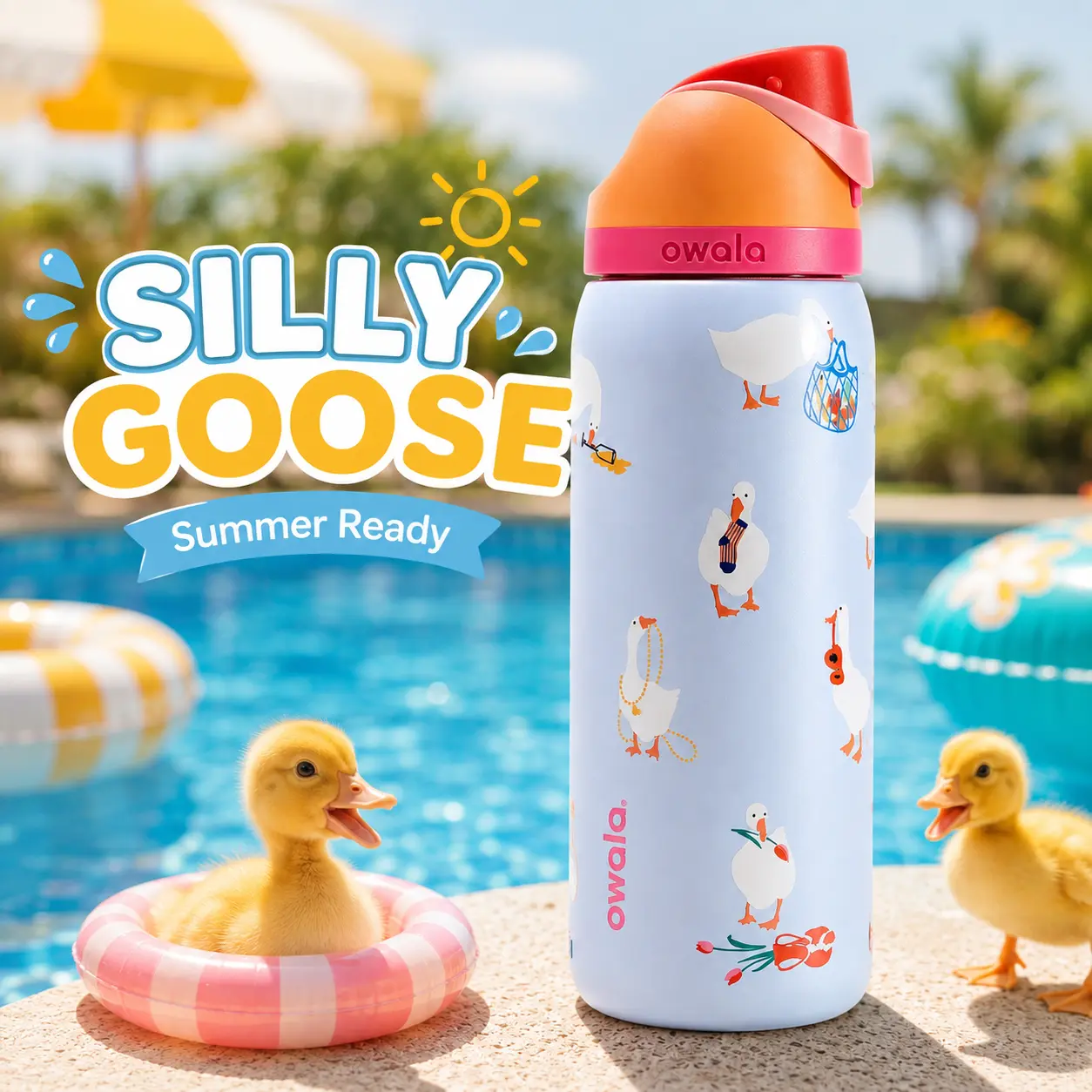 Owala FreeSip Silly Goose 32oz Insulated Stainless Steel Water Bottle with Built-In Straw