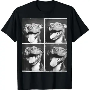 Casual Cotton shortsleeve tees  Positive Selfie Funny Pitbull Dog Face T-Shirt